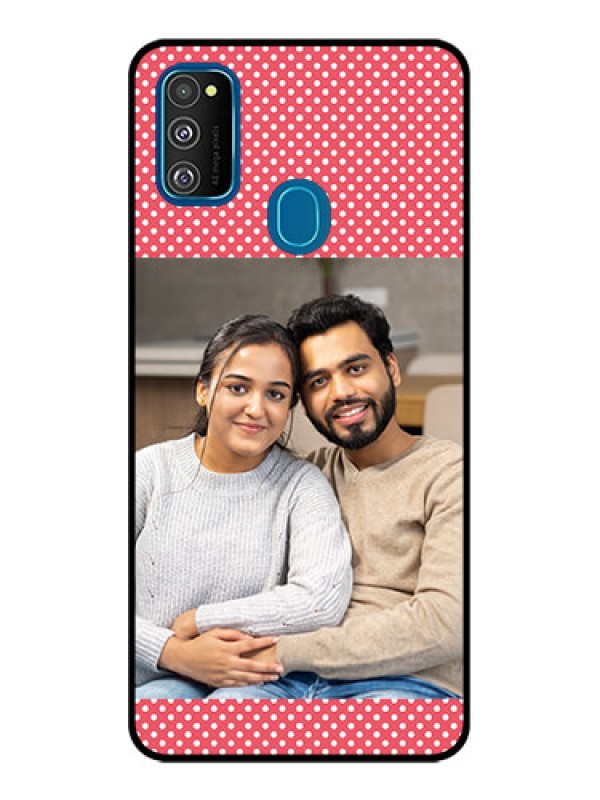 Custom Galaxy M21 2021 Custom Metal Phone Case - White Dotted Design