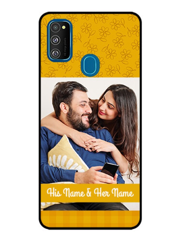 Custom Galaxy M21 2021 Custom Metal Phone Case - Yellow Floral Design