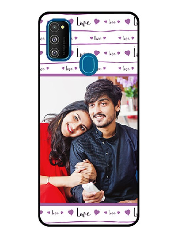 Custom Galaxy M21 2021 Custom Metal Phone Case - Couples Heart Design