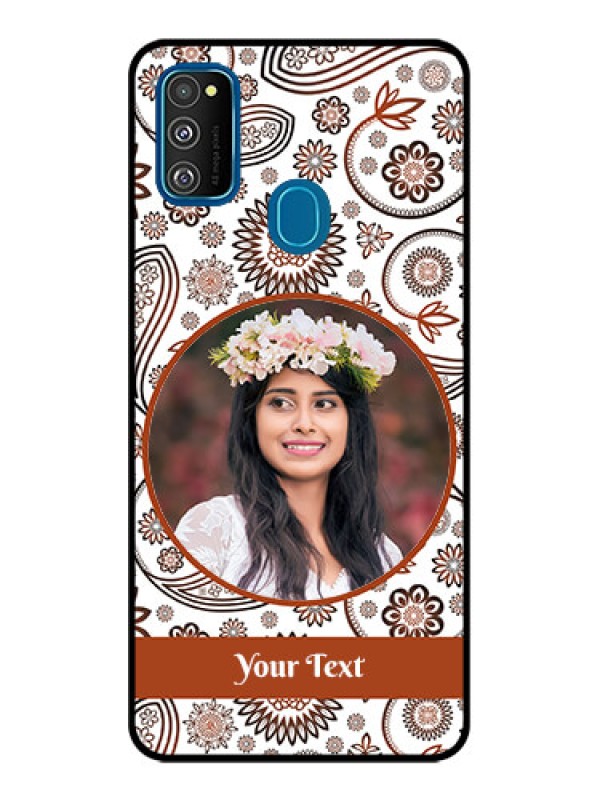 Custom Galaxy M21 2021 Custom Metal Phone Case - Abstract Flower Design