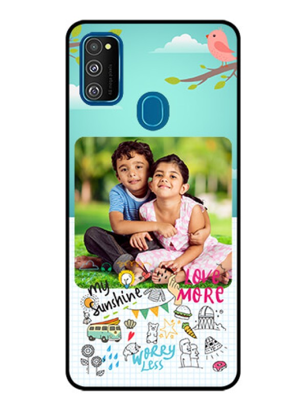 Custom Galaxy M21 2021 Custom Metal Phone Case - Doodle Love Design