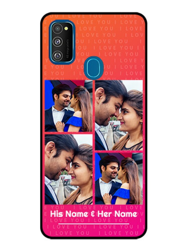 Custom Galaxy M21 2021 Custom Metal Phone Case - I Love You Pink Design