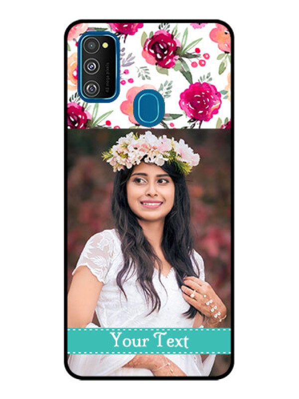 Custom Galaxy M21 2021 Custom Metal Phone Case - Water Colors Floral Design