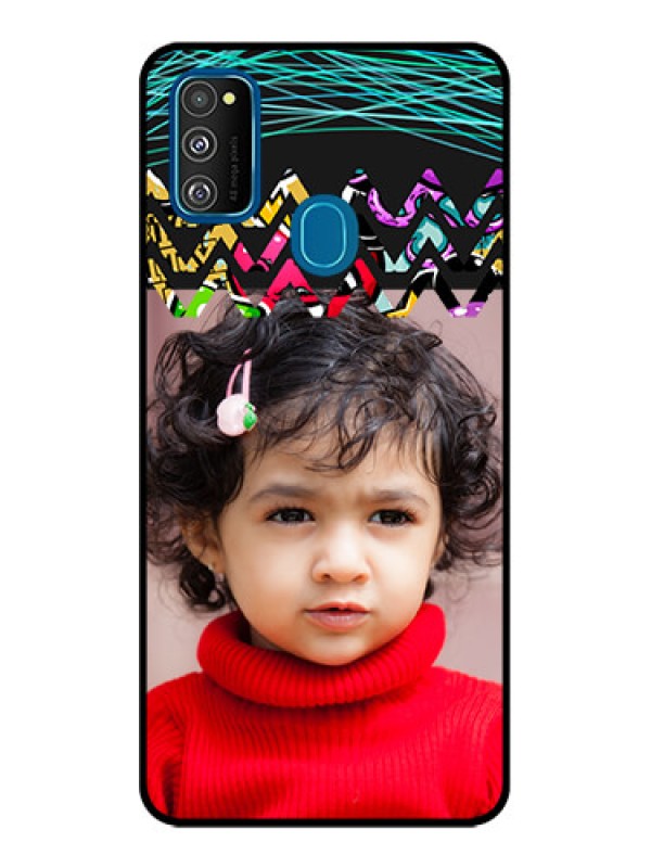 Custom Galaxy M21 2021 Custom Metal Phone Case - Neon Abstract Design