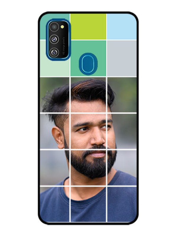 Custom Galaxy M21 2021 Custom Metal Phone Case - With White Box Pattern