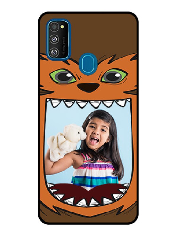 Custom Galaxy M21 2021 Custom Metal Phone Case - Owl Monster Back Case Design