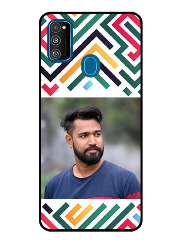 Custom Galaxy M21 2021 Custom Metal Phone Case - Colorful Maze Pattern Design