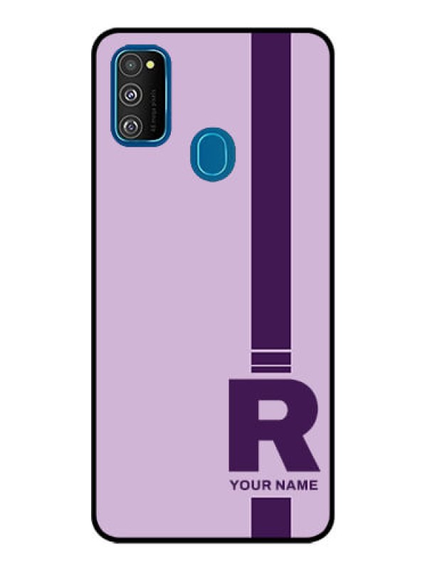 Custom Galaxy M21 2021 Custom Metal Phone Case - Simple Dual Tone Stripe With Name Design
