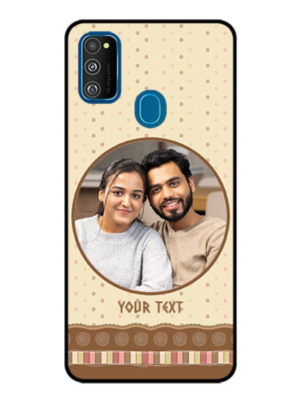 Custom Galaxy M21 Custom Metal Phone Case - Brown Dotted Mobile Case Design