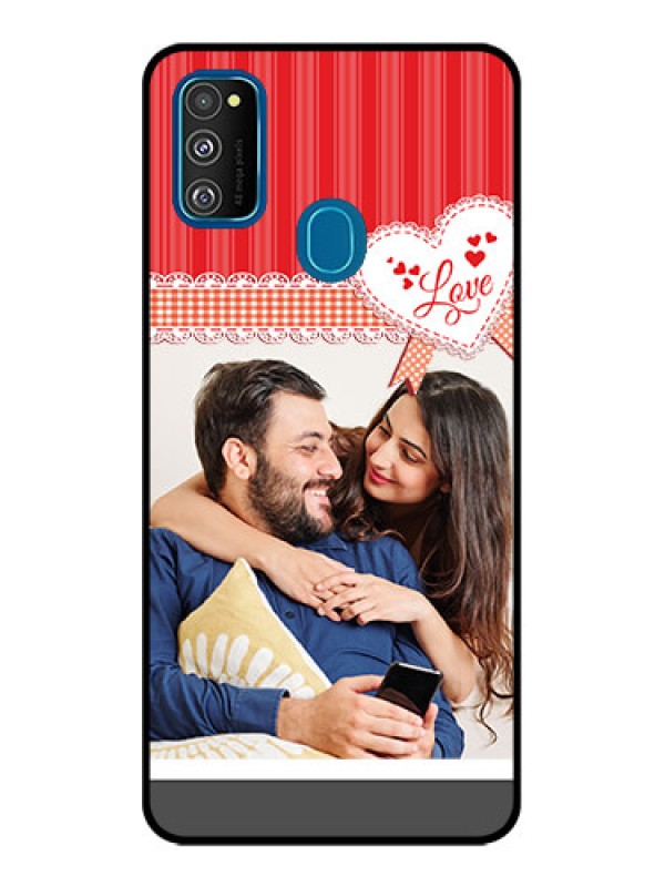 Custom Galaxy M21 Custom Metal Phone Case - Red Love Pattern Design