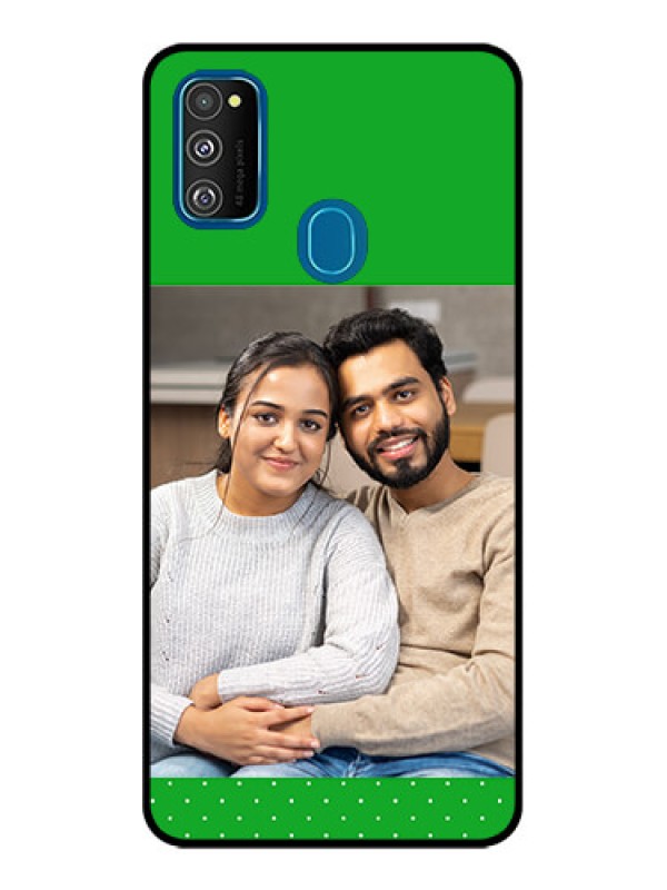 Custom Galaxy M21 Custom Metal Phone Case - Green Pattern Design