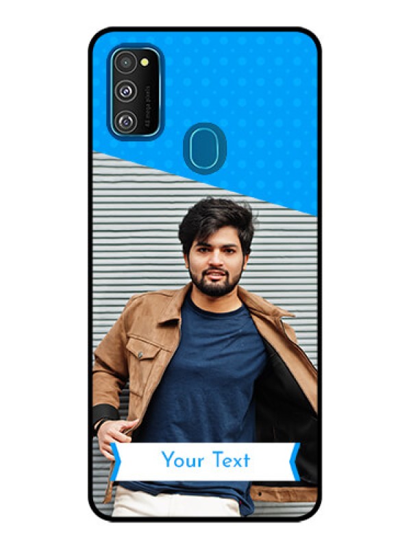 Custom Galaxy M21 Custom Metal Phone Case - Simple Blue Color Design