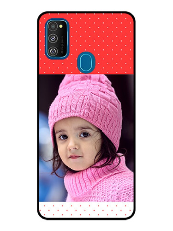 Custom Galaxy M21 Custom Metal Phone Case - Red Pattern Design