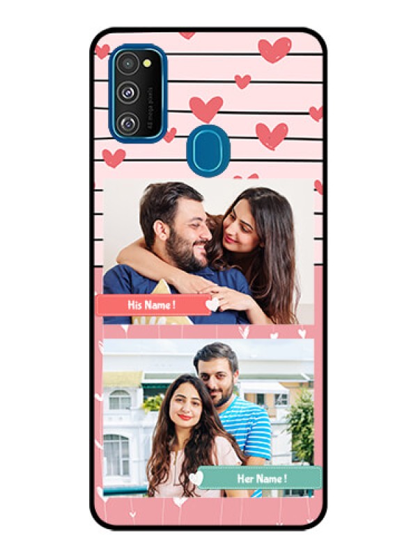 Custom Galaxy M21 Custom Metal Phone Case - Photo With Heart Design