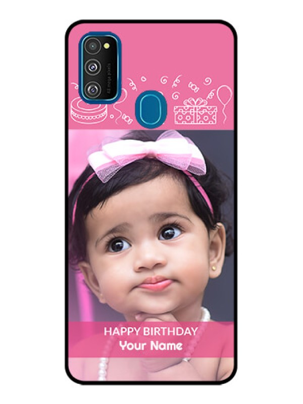 Custom Galaxy M21 Custom Metal Phone Case - With Birthday Line Art Design