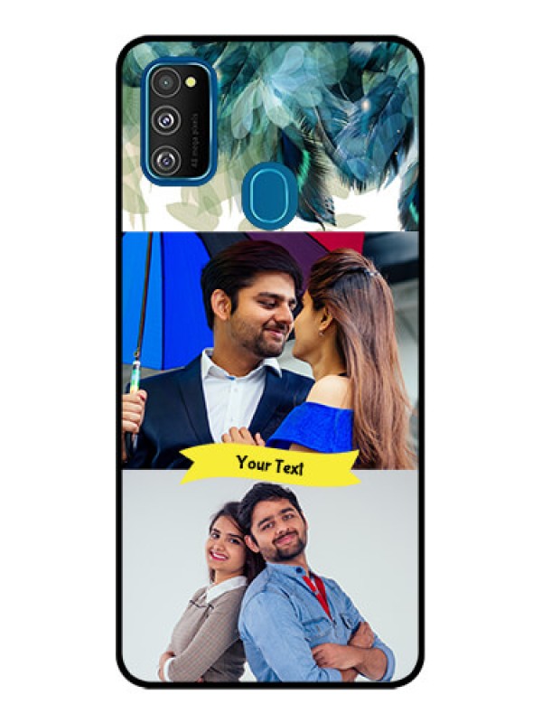 Custom Galaxy M21 Custom Metal Phone Case - Image With Boho Peacock Feather Design