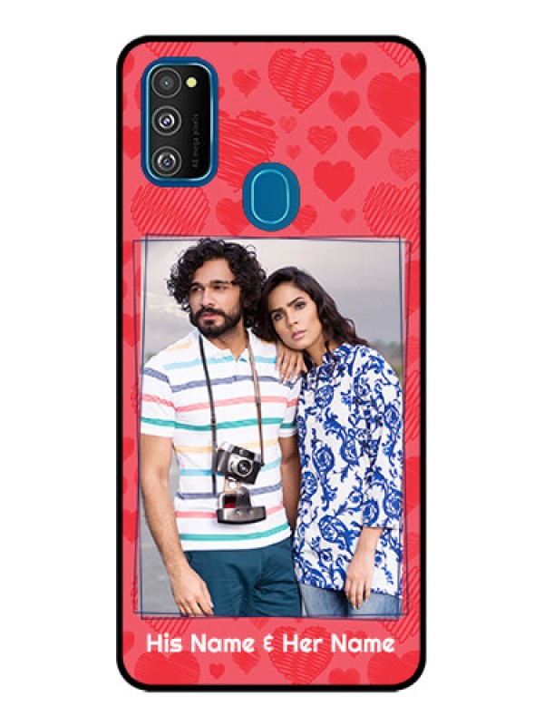 Custom Galaxy M21 Custom Metal Phone Case - With Red Heart Symbols Design