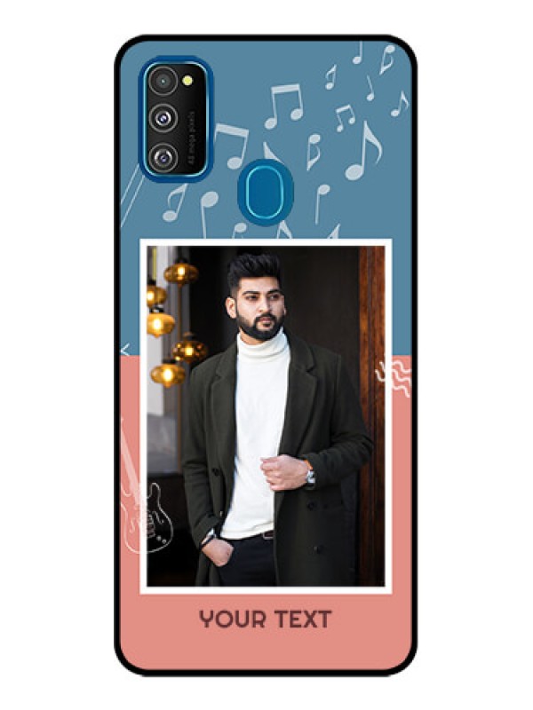 Custom Galaxy M21 Custom Metal Phone Case - With Color Musical Note Design