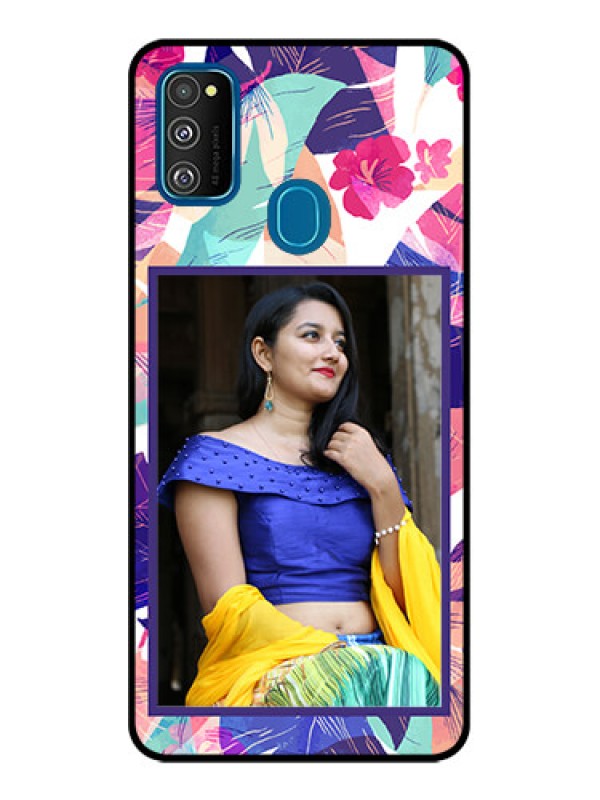 Custom Galaxy M21 Custom Metal Phone Case - Abstract Floral Design