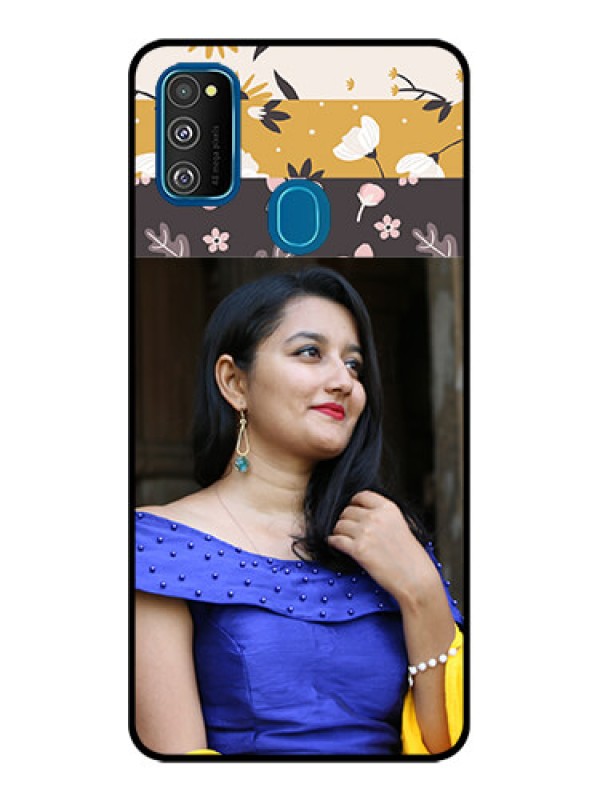 Custom Galaxy M21 Custom Metal Phone Case - Stylish Floral Design