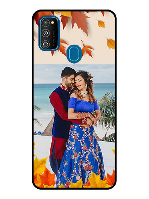 Custom Galaxy M21 Custom Metal Phone Case - Autumn Maple Leaves Design