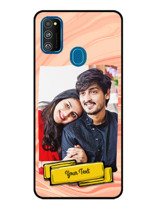 Custom Galaxy M21 Custom Metal Phone Case - Marble Texture Design