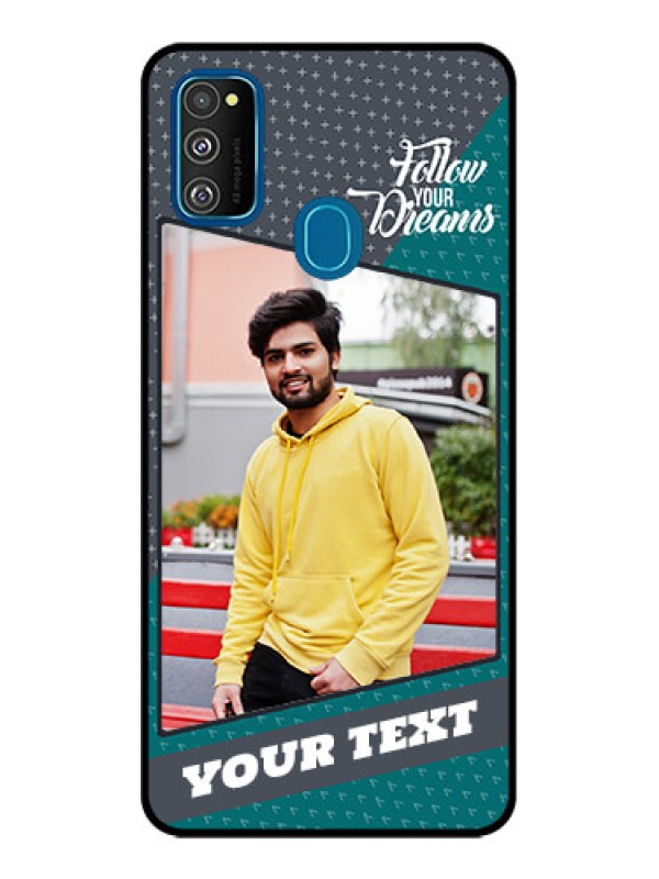 Custom Galaxy M21 Custom Metal Phone Case - Background Pattern Design With Quote