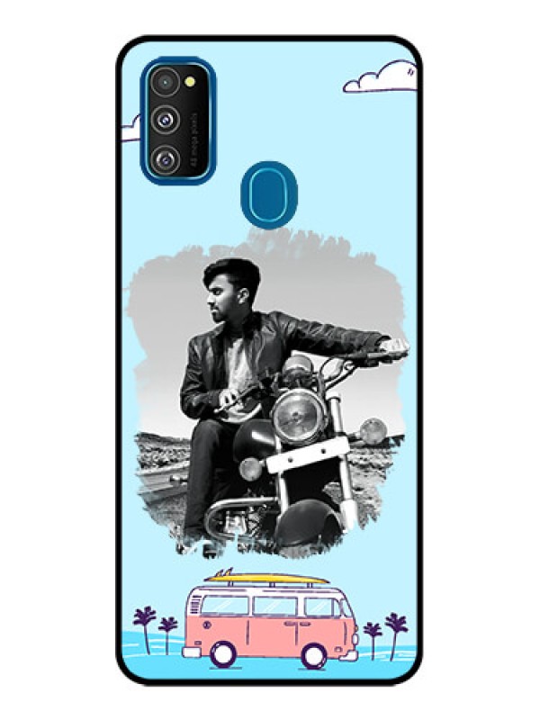 Custom Galaxy M21 Custom Metal Phone Case - Travel and Adventure Design