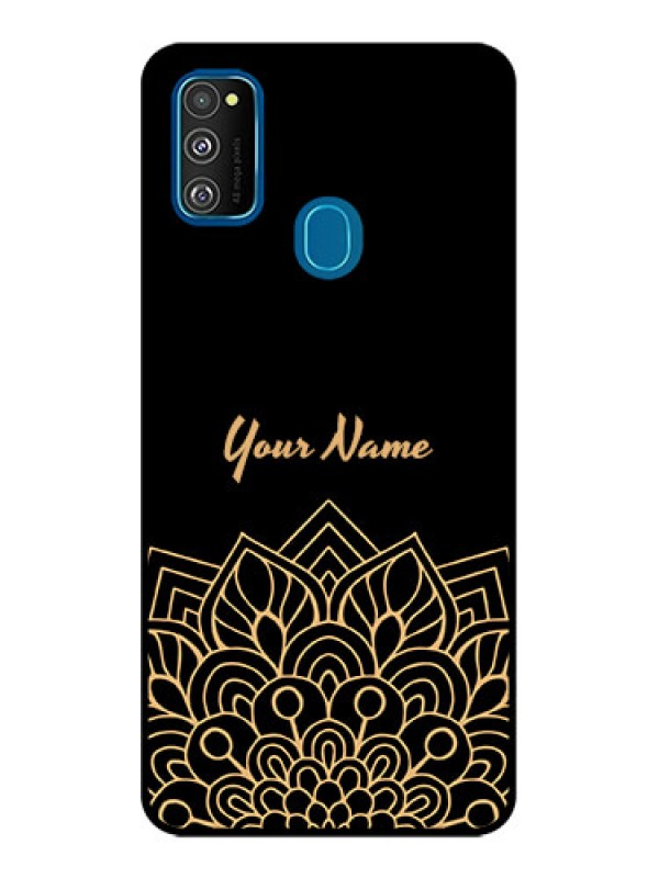 Custom Galaxy M21 Custom Metal Phone Case - Golden Mandala Design