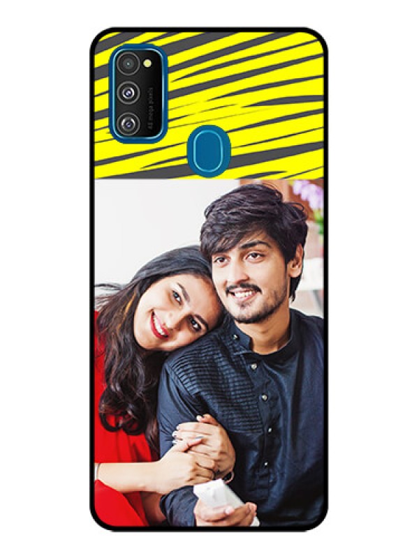 Custom Galaxy M30s Custom Metal Phone CaseYellow Abstract Design