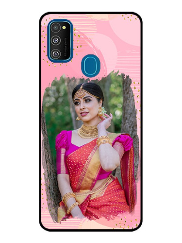 Custom Galaxy M30s Custom Metal Phone CaseGold Glitter Splash Design