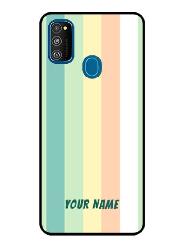 Custom Galaxy M30s Custom Metal Phone CaseMulti - Colour Stripes Design