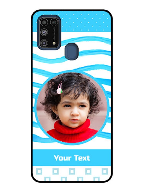 Custom Galaxy M31 Prime Edition Custom Metal Phone Case - Simple Blue Case Design