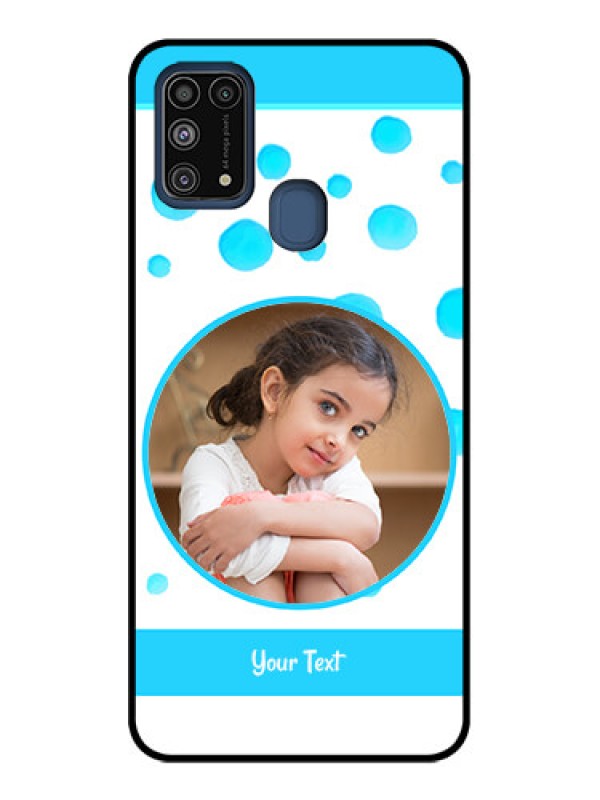 Custom Galaxy M31 Prime Edition Custom Metal Phone Case - Blue Bubbles Pattern Design