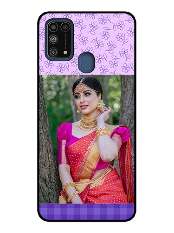 Custom Galaxy M31 Prime Edition Custom Metal Phone Case - Purple Floral Design