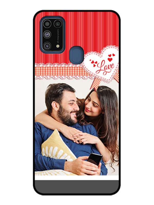 Custom Galaxy M31 Prime Edition Custom Metal Phone Case - Red Love Pattern Design