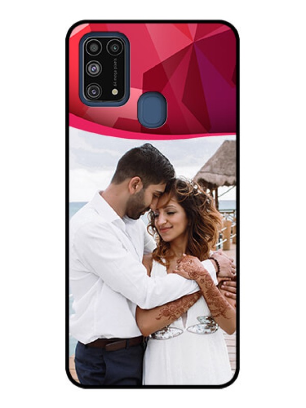 Custom Galaxy M31 Prime Edition Custom Metal Phone Case - Red Abstract Design