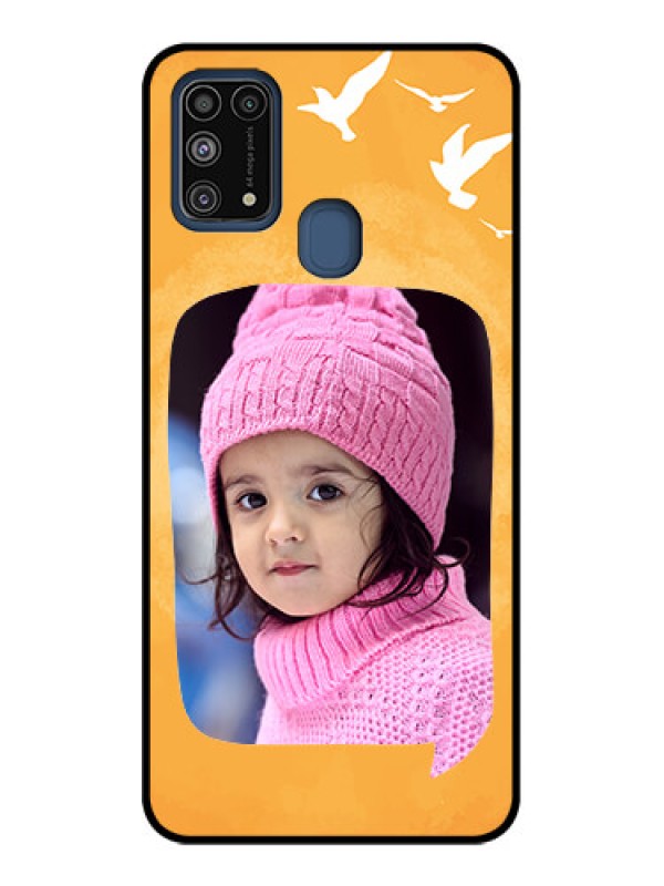 Custom Galaxy M31 Prime Edition Custom Metal Phone Case - Water Color Design With Bird Icons