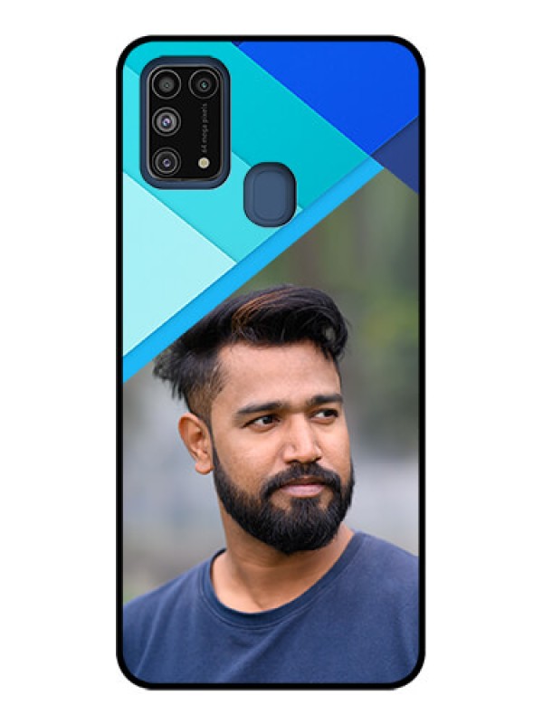 Custom Galaxy M31 Custom Metal Phone CaseBlue Pattern Design