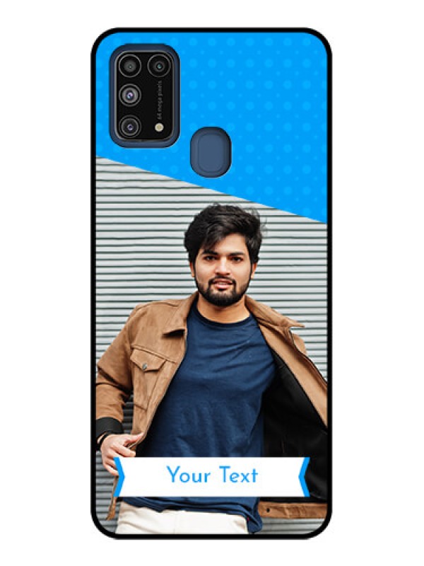 Custom Galaxy M31 Custom Metal Phone CaseSimple Blue Color Design