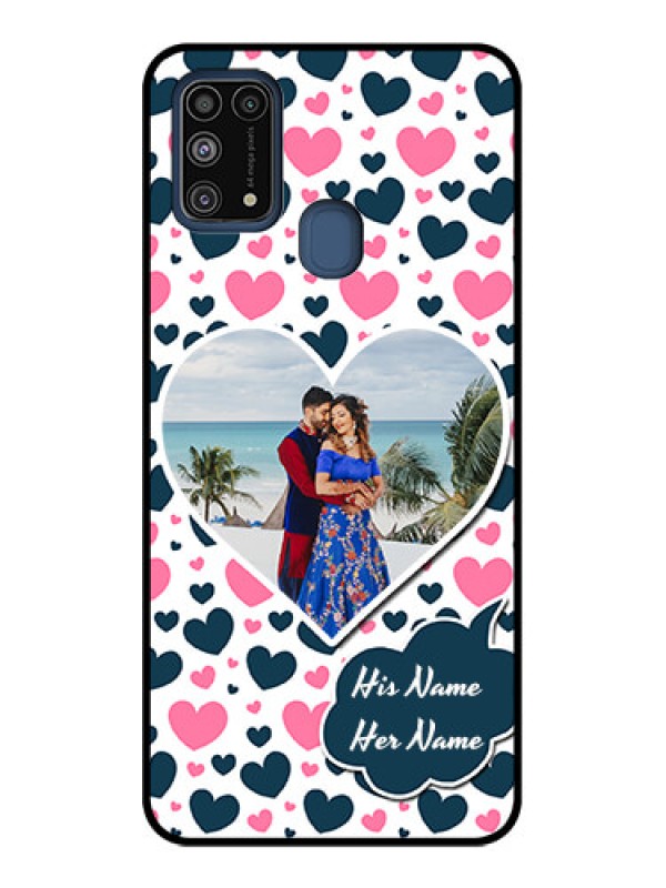 Custom Galaxy M31 Custom Metal Phone CasePink and Blue Heart Design
