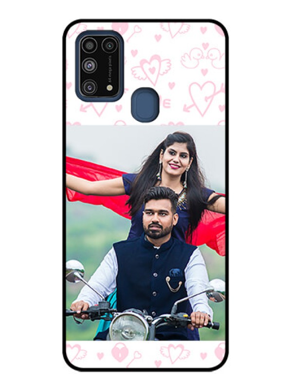 Custom Galaxy M31 Custom Metal Phone CasePink Flying Heart Design