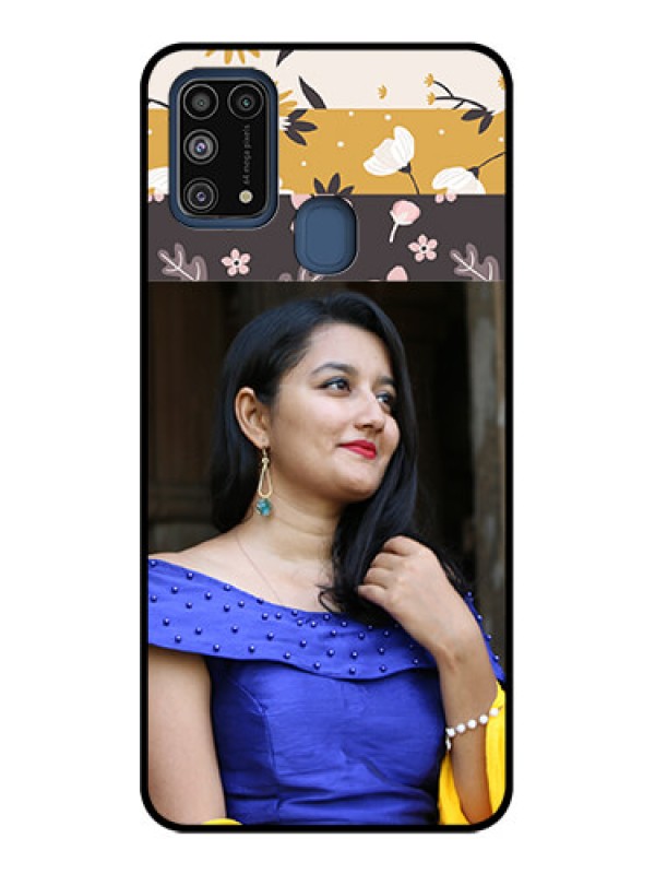 Custom Galaxy M31 Custom Metal Phone CaseStylish Floral Design