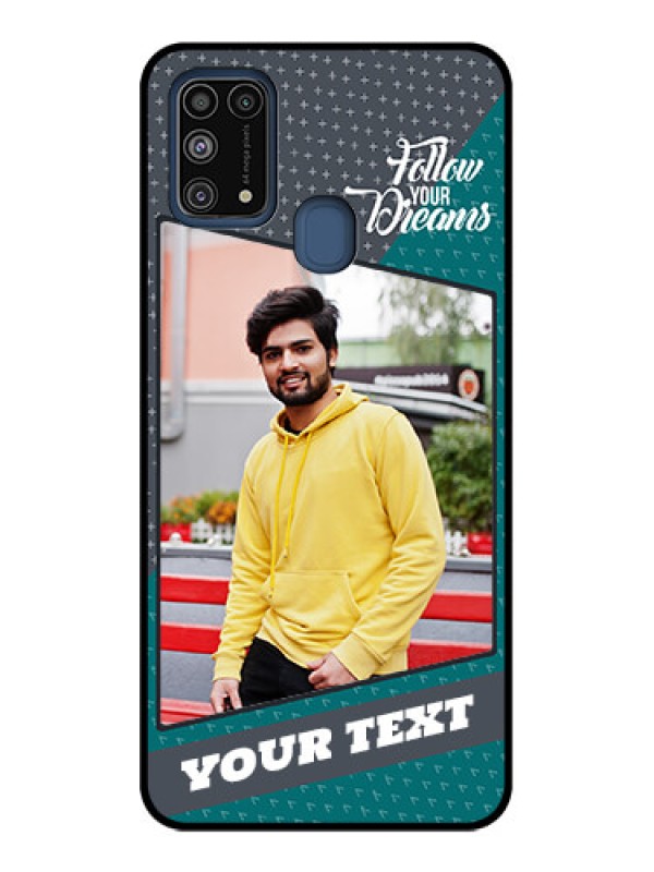 Custom Galaxy M31 Custom Metal Phone CaseBackground Pattern Design With Quote