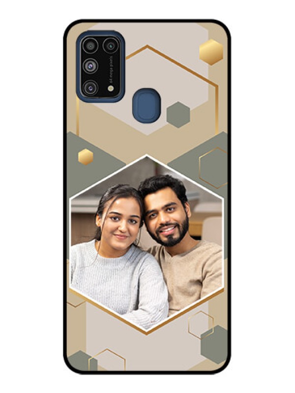 Custom Galaxy M31 Custom Metal Phone CaseStylish Hexagon Pattern Design