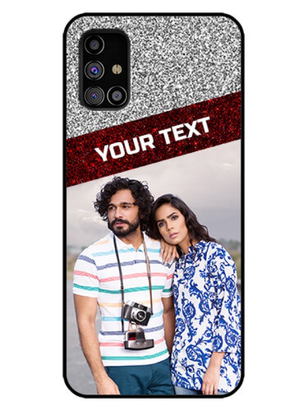 Custom Galaxy M31s Custom Metal Phone Case - Image Holder With Glitter Strip Design