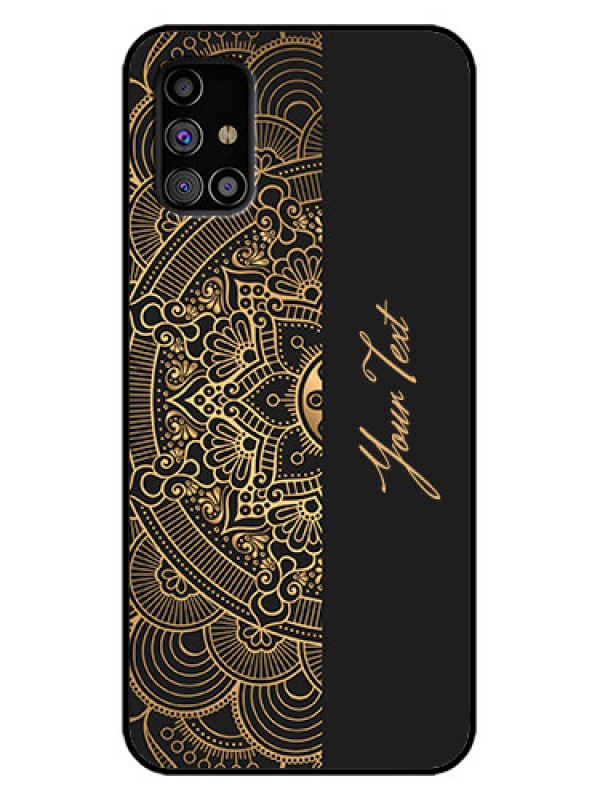 Custom Galaxy M31s Custom Metal Phone Case - Mandala Art With Custom Text Design
