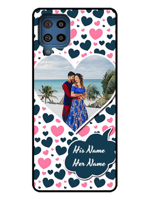 Custom Galaxy M32 4G Prime Edition Custom Metal Phone Case - Pink and Blue Heart Design