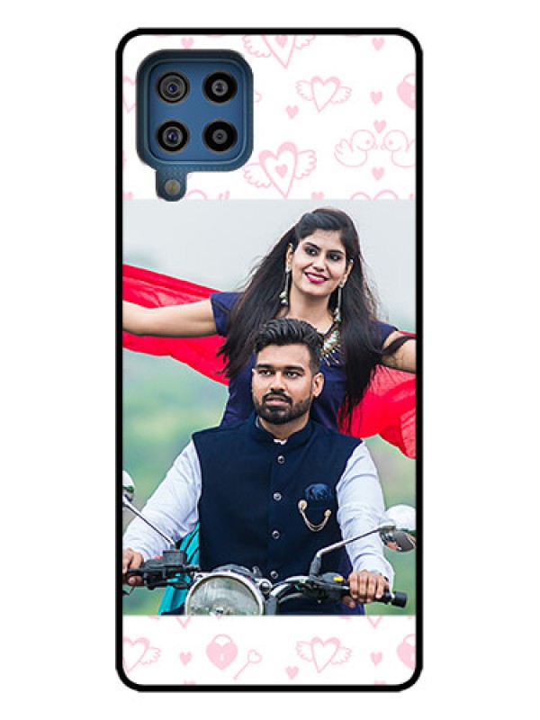 Custom Galaxy M32 4G Prime Edition Custom Metal Phone Case - Pink Flying Heart Design