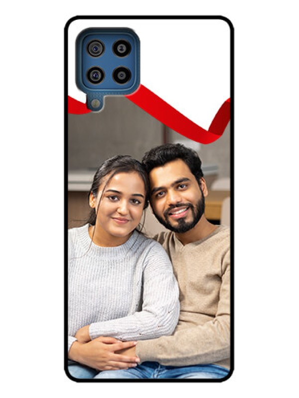 Custom Galaxy M32 4G Prime Edition Custom Metal Phone Case - Red Ribbon Frame Design